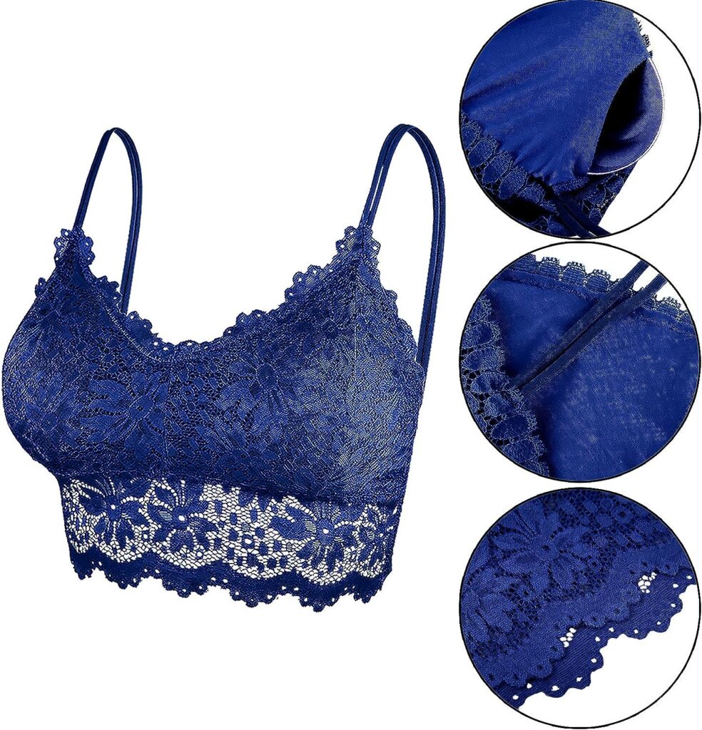 5 Pieces Bralette Lace Padded Bralette Lace Bandeau Bra Tube Bra Lace Top with Straps and Removable Pads for Women Girls
