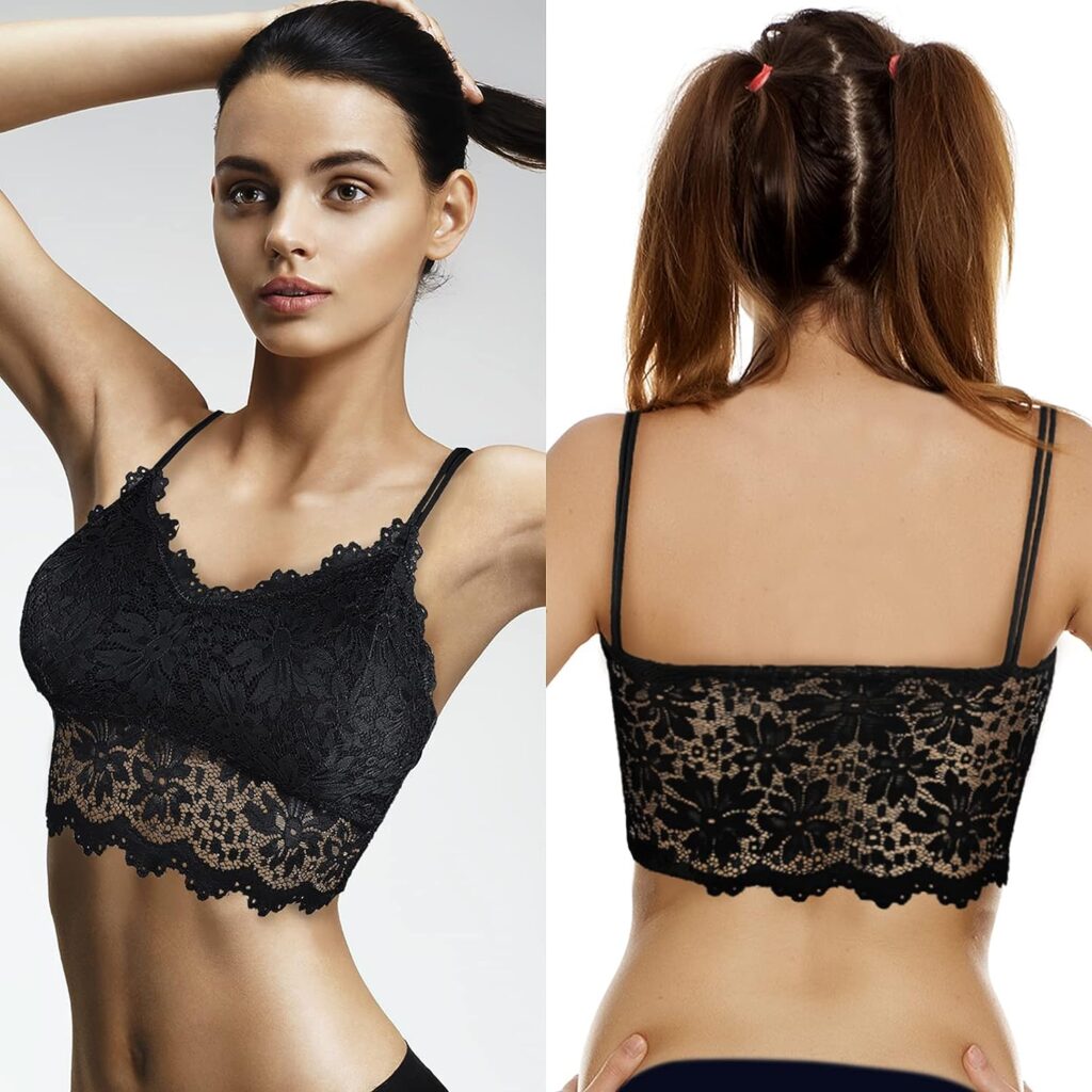 5 Pieces Bralette Lace Padded Bralette Lace Bandeau Bra Tube Bra Lace Top with Straps and Removable Pads for Women Girls