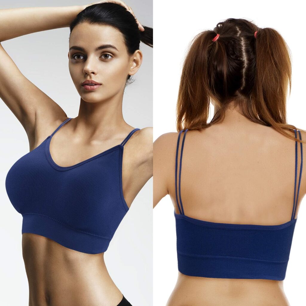 5 Pieces Camisole Bras for Women V Neck Camisole Bralettes Seamless Sleeping Bra with Straps and Removable Pads for Women Girls