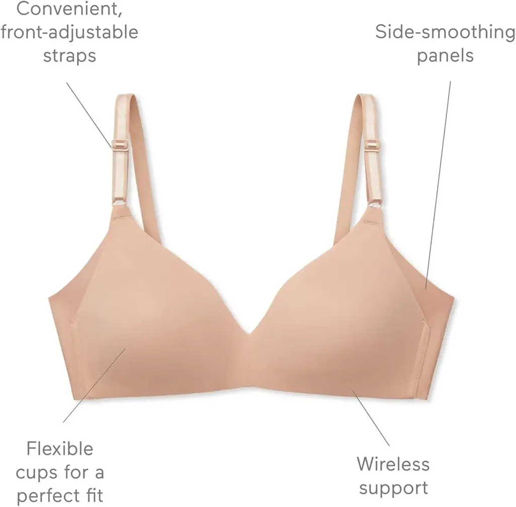 Womens No Side Effects Underarm-Smoothing Comfort Wireless Lightly Lined T-Shirt Bra 1056