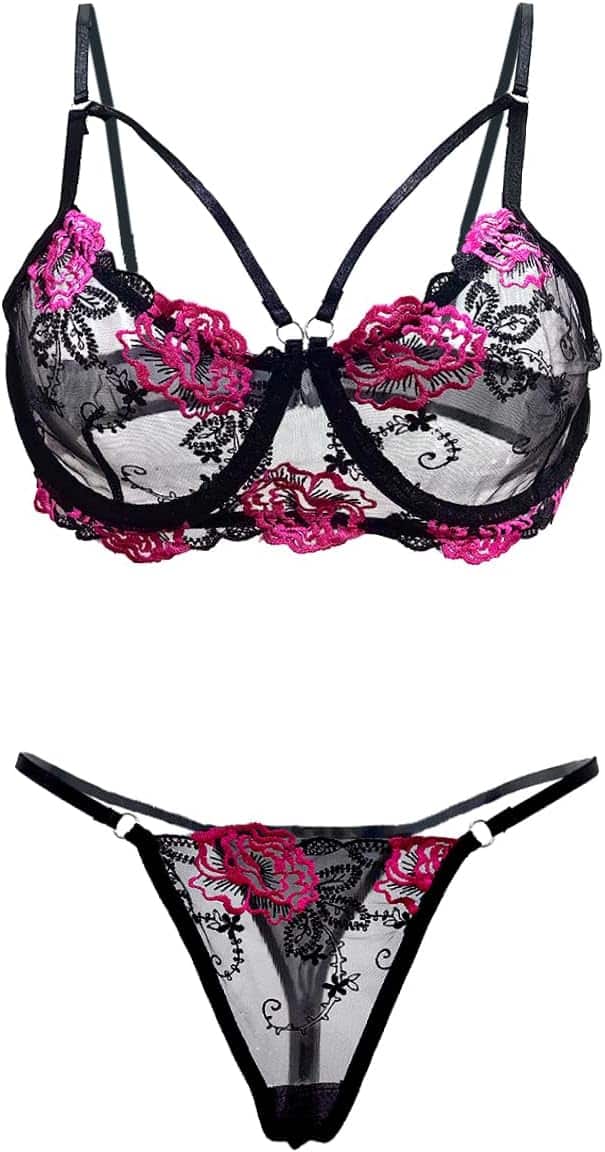 Unleash Your Inner Elegance: Review of the Women's Sexy Rose Embroidered Lingerie Set
